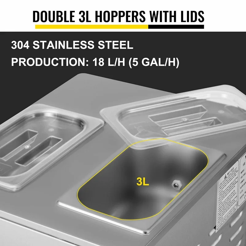 1200 واط سطح الطاولة 2 + 1 آلة صنع الآيس كريم ذات المذاق المختلط الناعم 3 نكهات صانع الآيس كريم التجاري