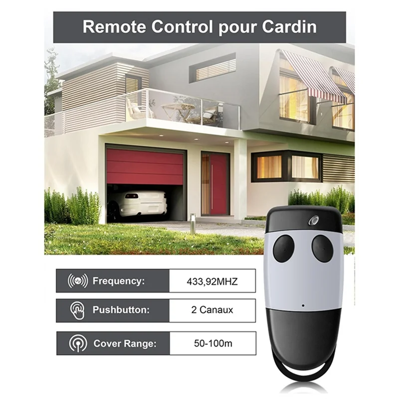 

【Sleek Design】5PCS Garage Door Remote Control 433.92Mhz For CARDIN S449 QZ2 QZ4 TXQ449100 TXQ449200 TXQ449300 Handheld Transmitt