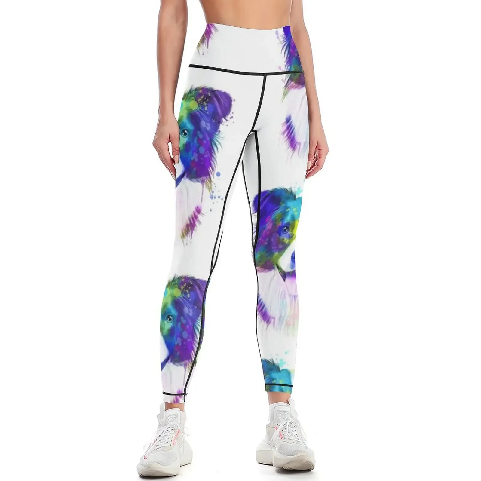 

Border Collie Watercolor, Border Painting, Portrait, art, illustration Leggings gym pants Sweatpants Womens Leggings