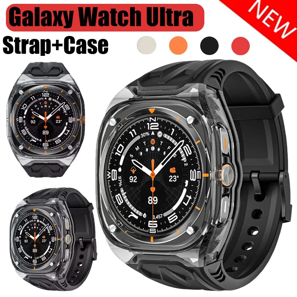 Mod Kit Strap+Case for Samsung Galaxy Watch Ultra 2025 47mm Silicone Band Bracelet for Galaxy Watch Ultra 2/1 47mm Men Watchband