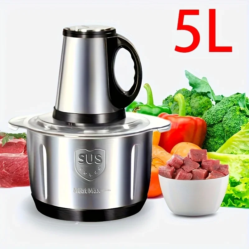 

Electric Meat Mincer Grinder Stainless Steel Chopper 5L Food Processor Garlic Mud Maker Blender Large Capacity Kitchen Utensils