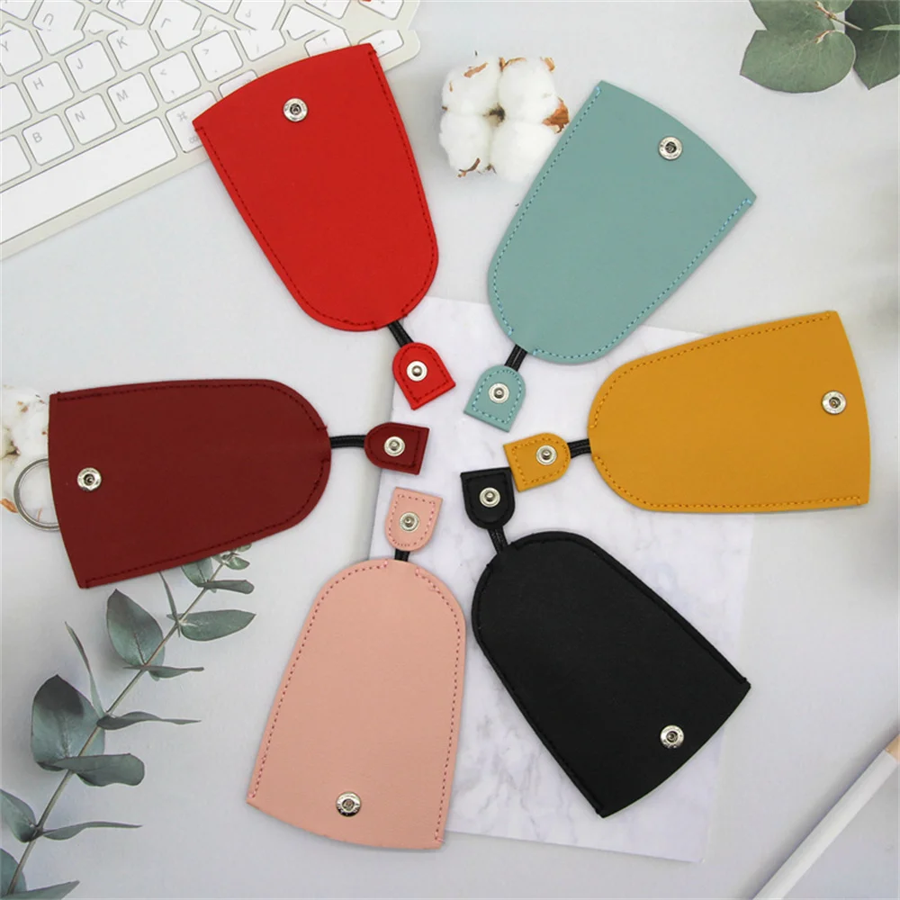 Pull Type Key Bag PU Leather Key Protector Cover Wallets Housekeepers Car Key Holder Case Keychain Pouch Organizer Mini Purse