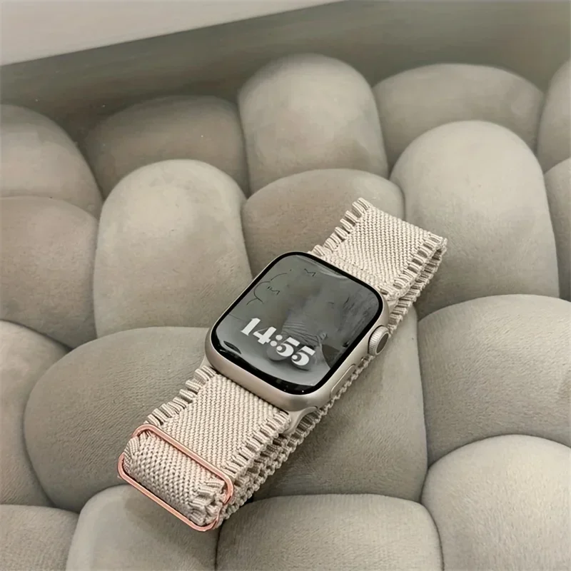 Cinturino in nylon elastico in pizzo da donna compatibile con il quadrante Apple Watch di 38/40/41 mm 42/44/45/46/49 mm, cinturino morbido con anello singolo