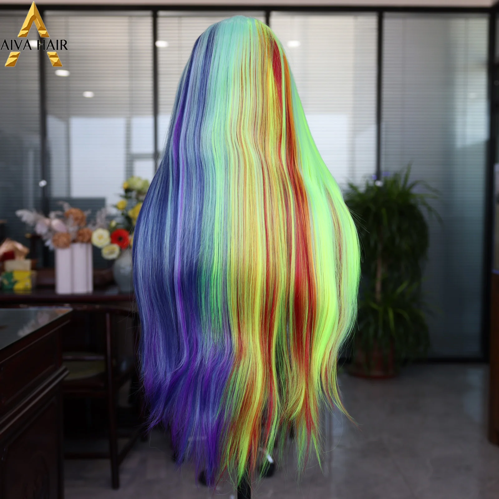 Aiva Mixed Color Synthetic Wig Long High Temperature Resistant Wigs Suitable For Cosplay Performance Wig To Attract Attention