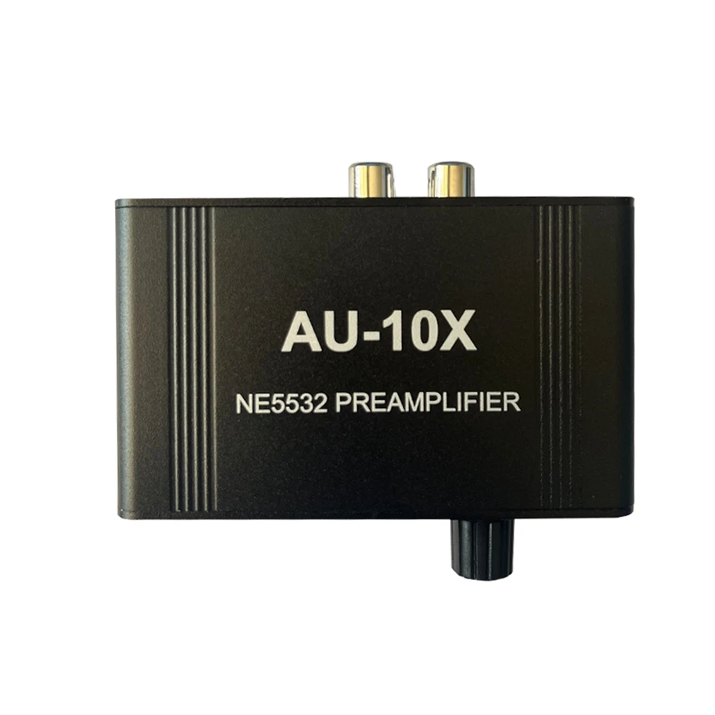 AU-10X NE5532 Stereo Audio Signal Pre-Amplifier Amp Headphone Amplifier Board Gain 20Db RCA 3.5MM Volume Control EU Plug