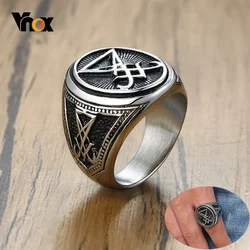 Vnox Mens Vintage Lucifer Ring Rock Punk Black Stainless Steel Male Party Gifts Jewelry