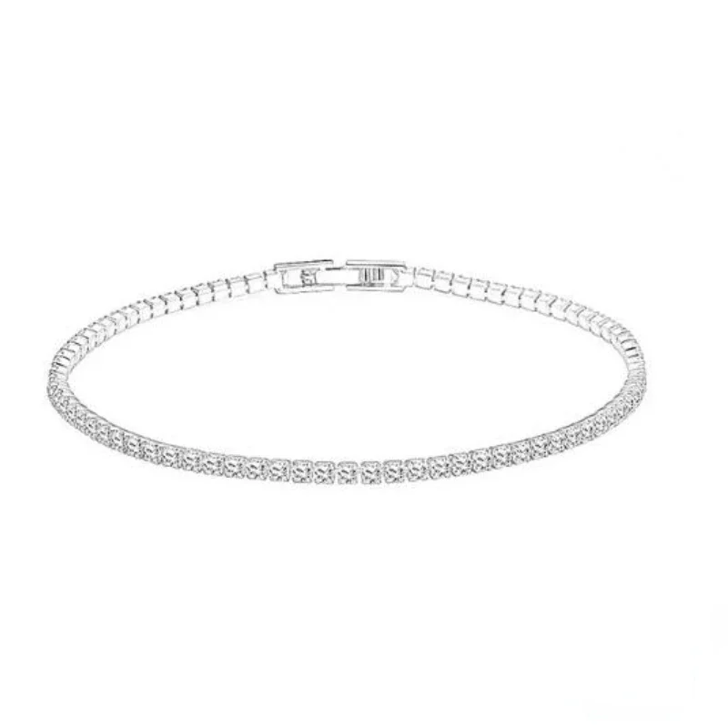 New 925 Sterling Silver 8CM Tennis Bracelet 2mm Zirconia Anniversary Gift Bracelets For Women High Quality Jewelry Wholesale