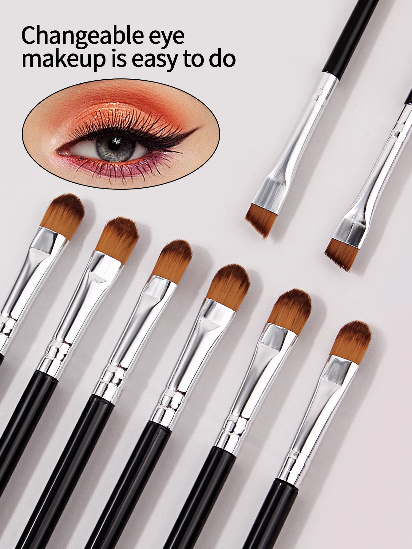 8-delige multifunctionele oogmake-upborstelset: oogschaduwborstel, concealerborstel, schuine wenkbrauwborstel, professionele eyelinerborstel
