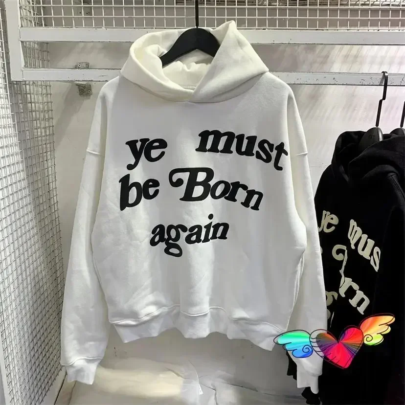 2024fw Puff Print Kanye West Hoody Men Women  Pink Ye Must Be Born Again Hoodie Oversize Fit Pullovers CPFM Sweatshirts