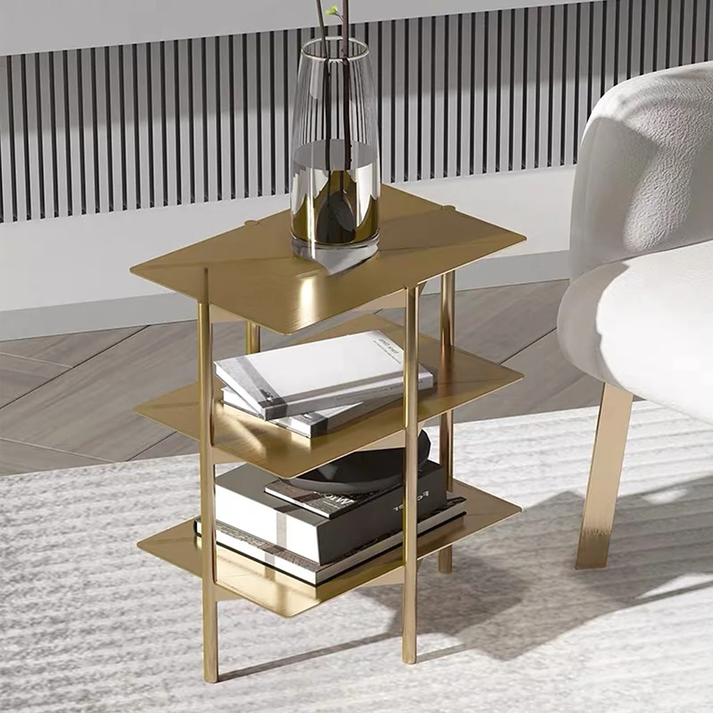 Hot selling bespoke furniture luxury gold stainless steel side table modern end table for living room