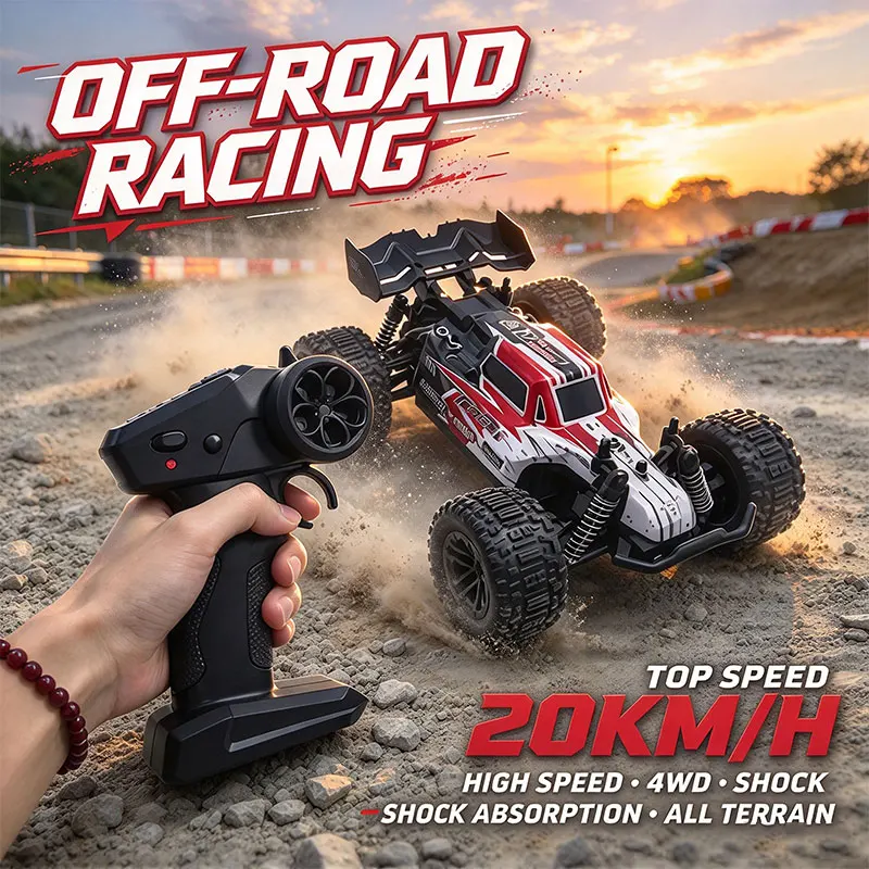 New RC Car 20KM/H High Speed Off-Road Monster Truck 2.4GHz Remote Control Hobby Grade Vehicle for Adults Kids All Terrain Racing