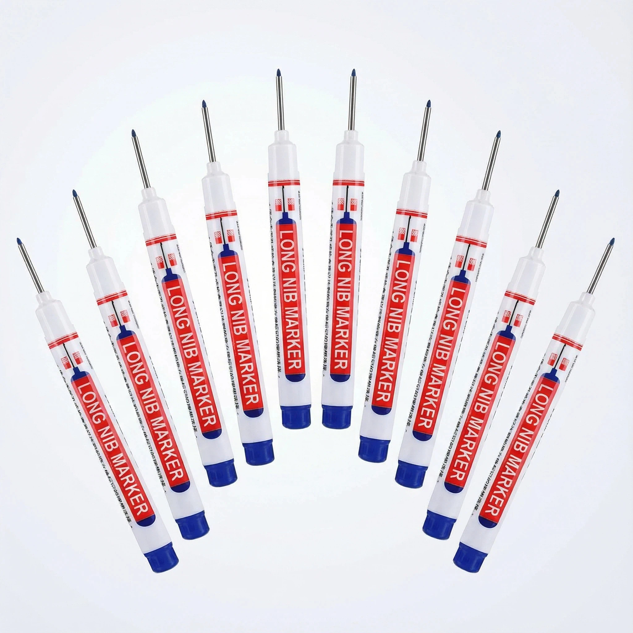 10 Stuks/Set 20mm Diep Gat Lange Nib Hoofd Markers Voor Metaal Perforeren Pen Waterdicht Badkamer Houtbewerking Decoratie Multifunctioneel