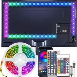 Taśma Led RGB 5050 5V USB 24 klawisze Taśma Bluetooth z pilotem Lampa zmieniająca kolor do świątecznej dekoracji sypialni