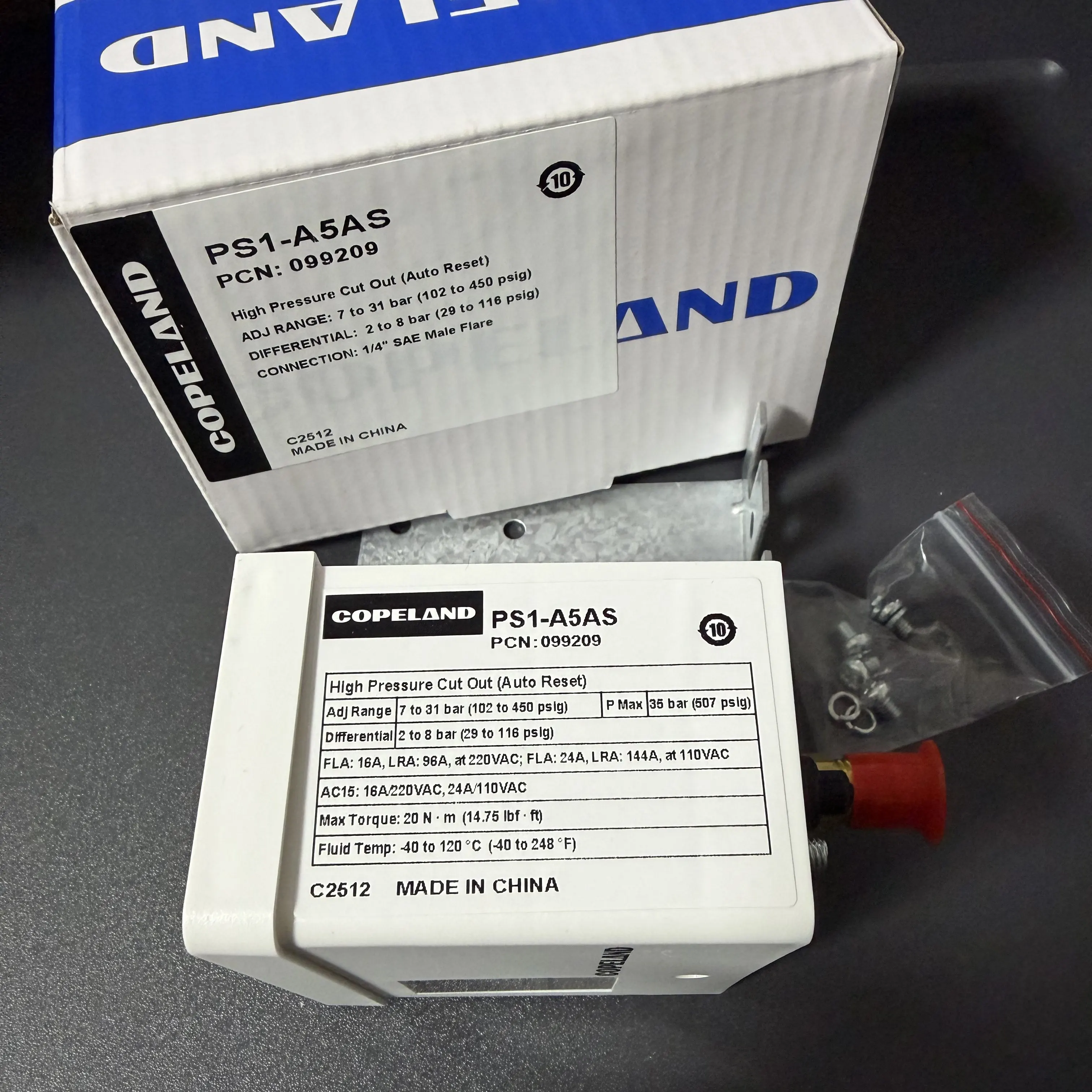 COPELAND Refrigeration, Pressure Controller, Switch PS1-A5A/A3AS Cold Storage Pressure Control, 1PCS