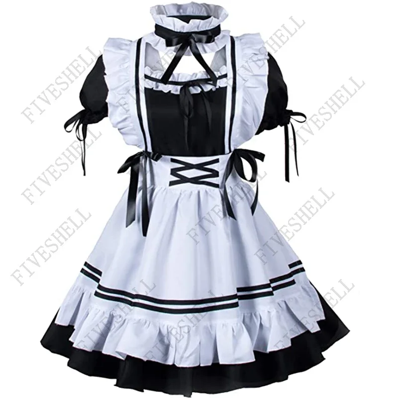 5XL Halloween Amine Black Cute Lolita French Maid  Medieval Cosplay Costume Dress Girls Woman Waitress Maid Party Stage Costumes