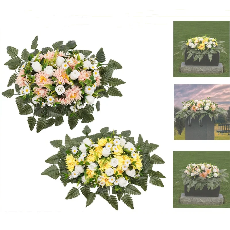 Cemetery Flowers, Sympathy Flowers, Artificial Silk Flowers For Grave, Memorial Flower Arrangements For Decorating Tombs