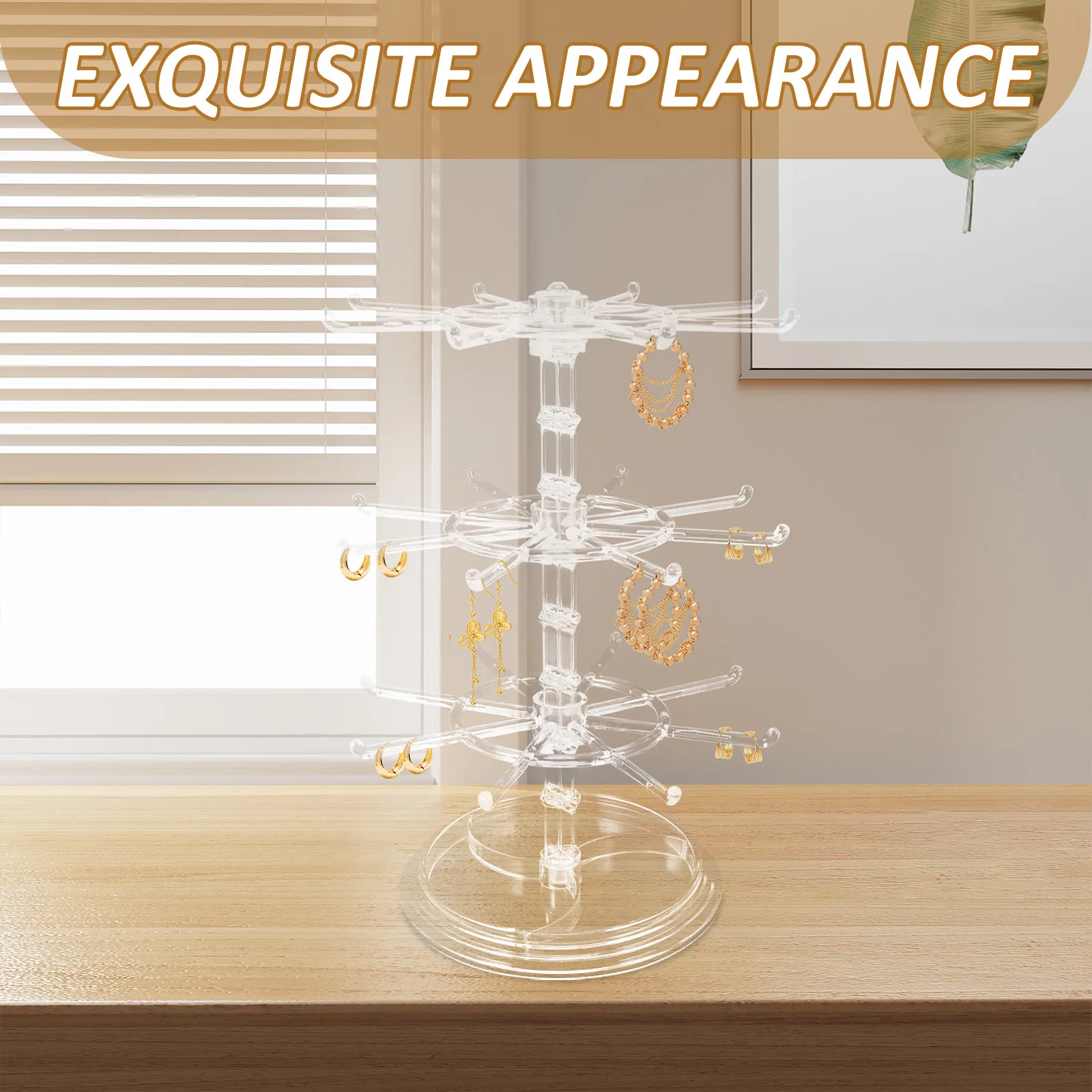 

Rotating Jewelry Organizer Desktop Storage Stand Multi Layer Earring Necklace Bracelet Holder Display Rack for Women Vanity