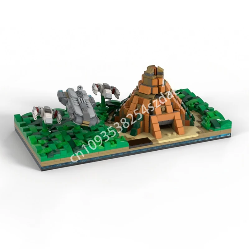 891 Uds. MOC Ultramicro Diorama Shadow 6 y Yavin Base Star Battle modelo de bloques de construcción juguete para regalo de Navidad DIY aprendizaje de vapor