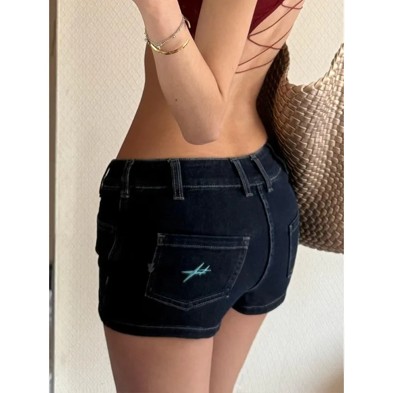 ฤดูร้อนต่ําเอวกระโปรง DENIM ผู้หญิงเซ็กซี่ Retro Sle กระโปรง Bodycon High Street Y2K Millennium TREND Ort ความยาวสี