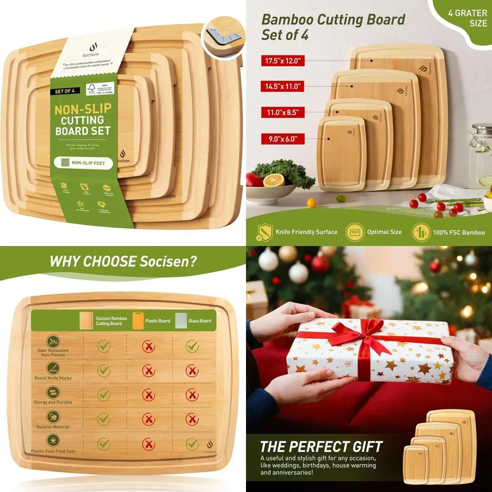 

Набор нескользящих бамбуковых разделочных досок — идеальный подарок для мужчин, мужа, Дня отца, Рождества, Дня святого Валентина и юбилея