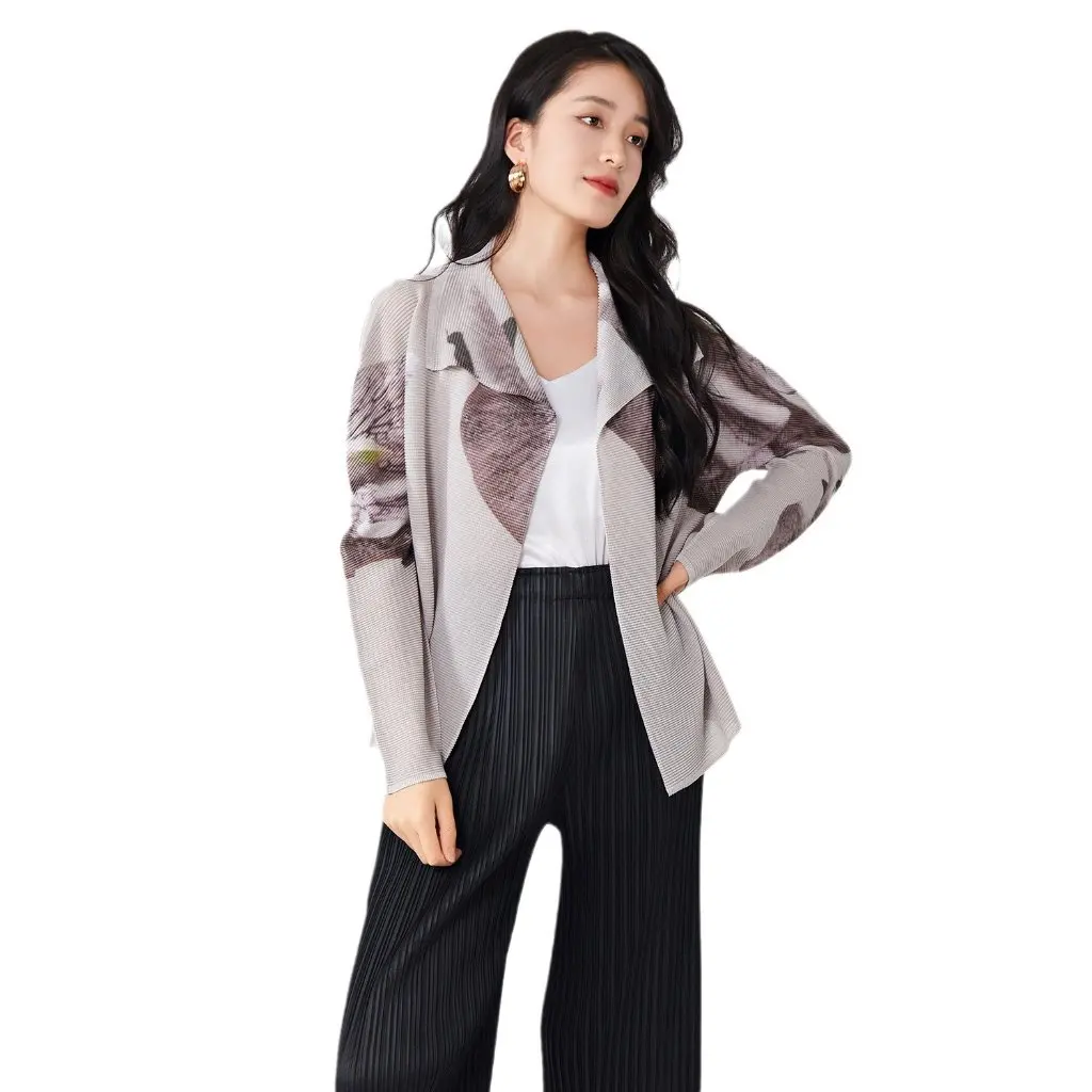 

Women's High-End Printed Cardigan Top Long Sleeve Elegant Fashion Spring Autumn New Laps European American Style Coat