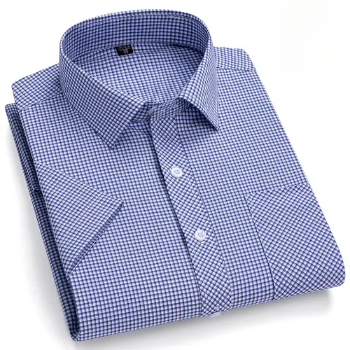 New in Shirt Over Size 100% Cotton Thin Summer Short Sleeve Shirts for Men Slim Fit Plain Shirt Plaid Soft Korean Popular Clothe - Image 15