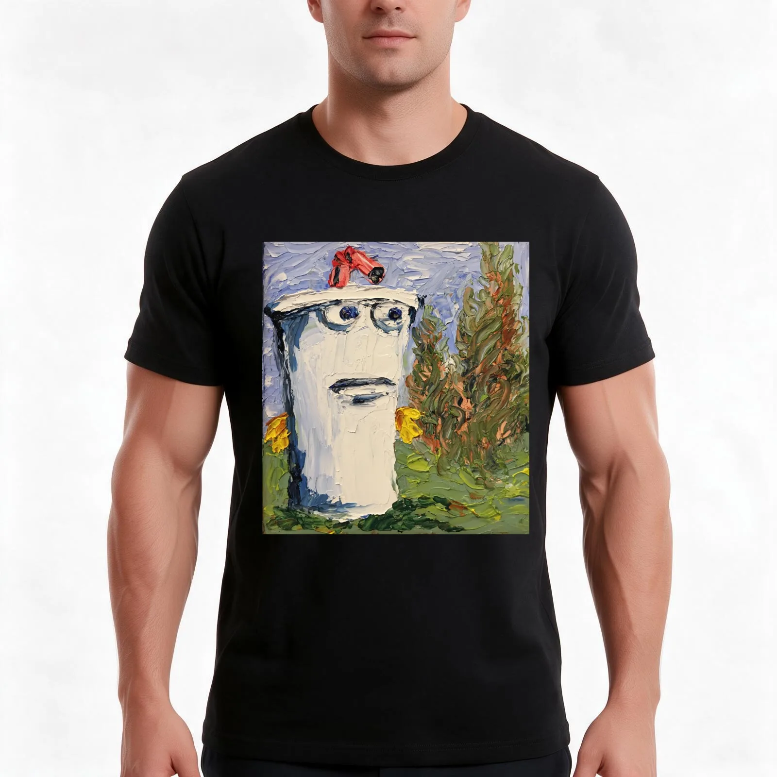 Master Shake-N-Gogh T-Shirt, Summer Casual Cotton Tee, Oversized Streetwear Tops, Vintage Graphic Print, Loose Fit Short Sleeve