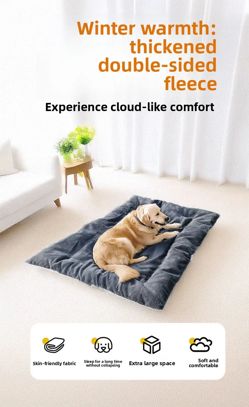 Large Plush Dog Bed Sofa Thickened Super Soft Polyester Pet Mat Dog Crate Mat Bed For Small Medium Large Dog Bed