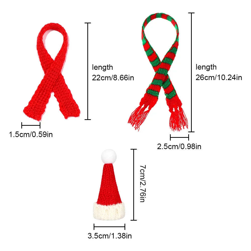 1/12 Doll Clothes Decor Mini Christmas Hats Knitted Scarves Wool Miniature Hat For 1/6 Dolls Accessories Xmas Ornaments Toys