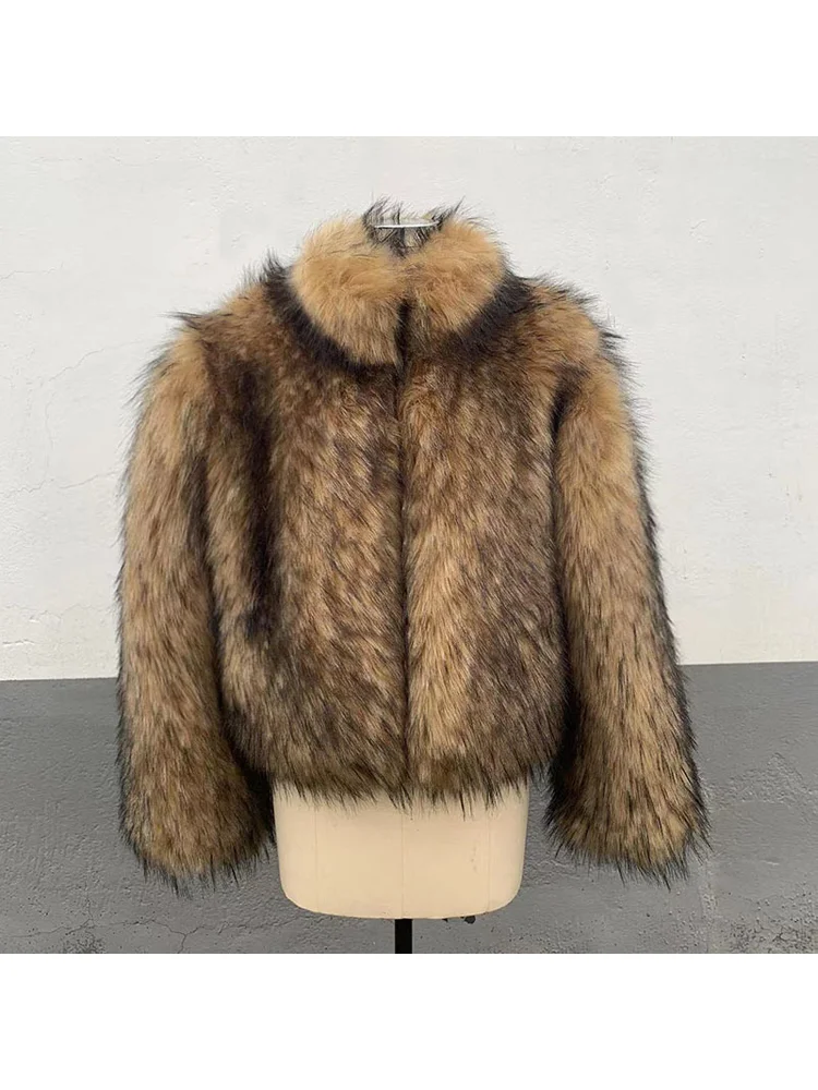 Europese Amerikaanse vintage prachtige elegante namaakbont winter warme pluizige elegante mode grijze zachte vrije tijd bovenkleding met capuchon