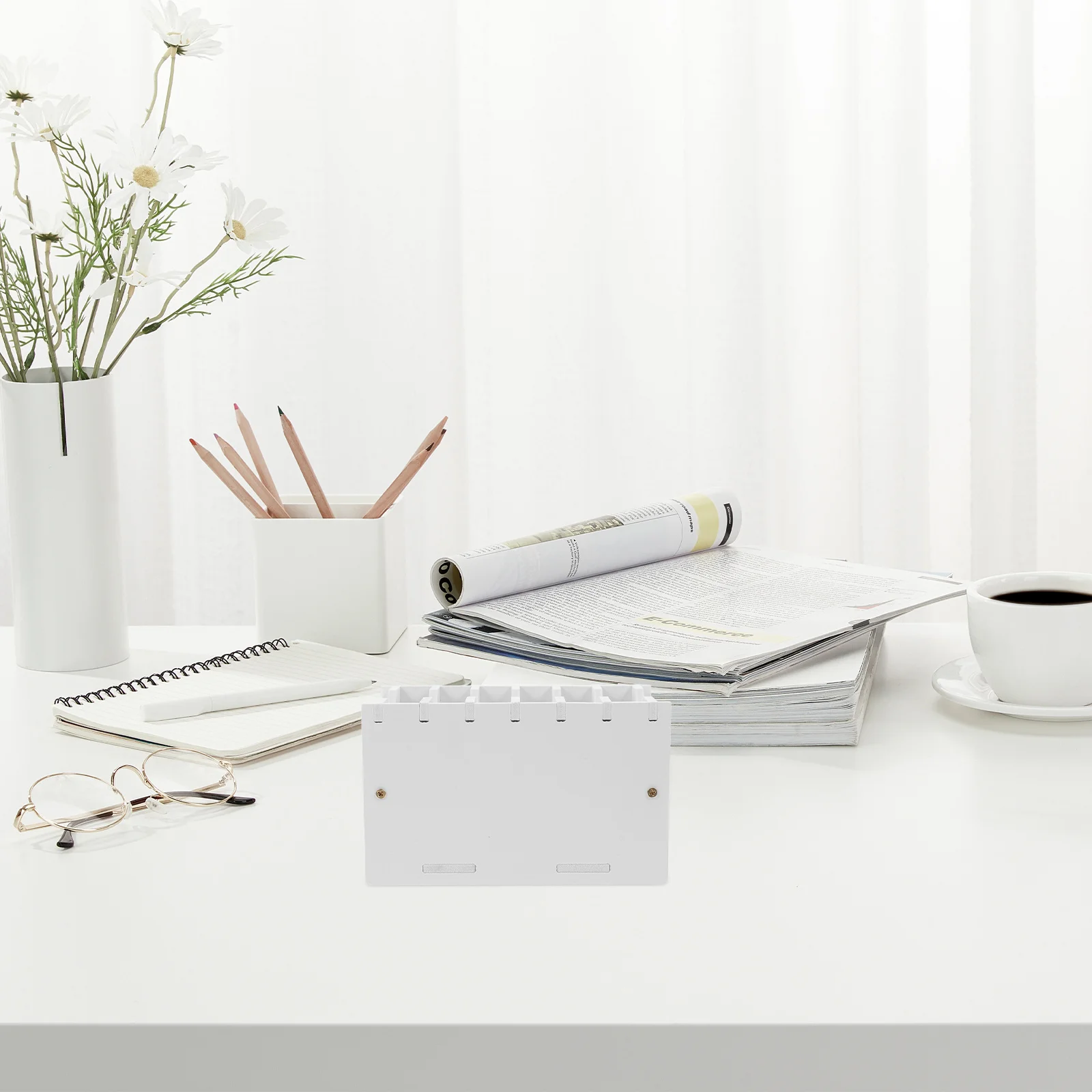 

Cell Phone Caddy for Classroom PVC Desktop Storage Box Multiple Compartments Easy to Clean and Install