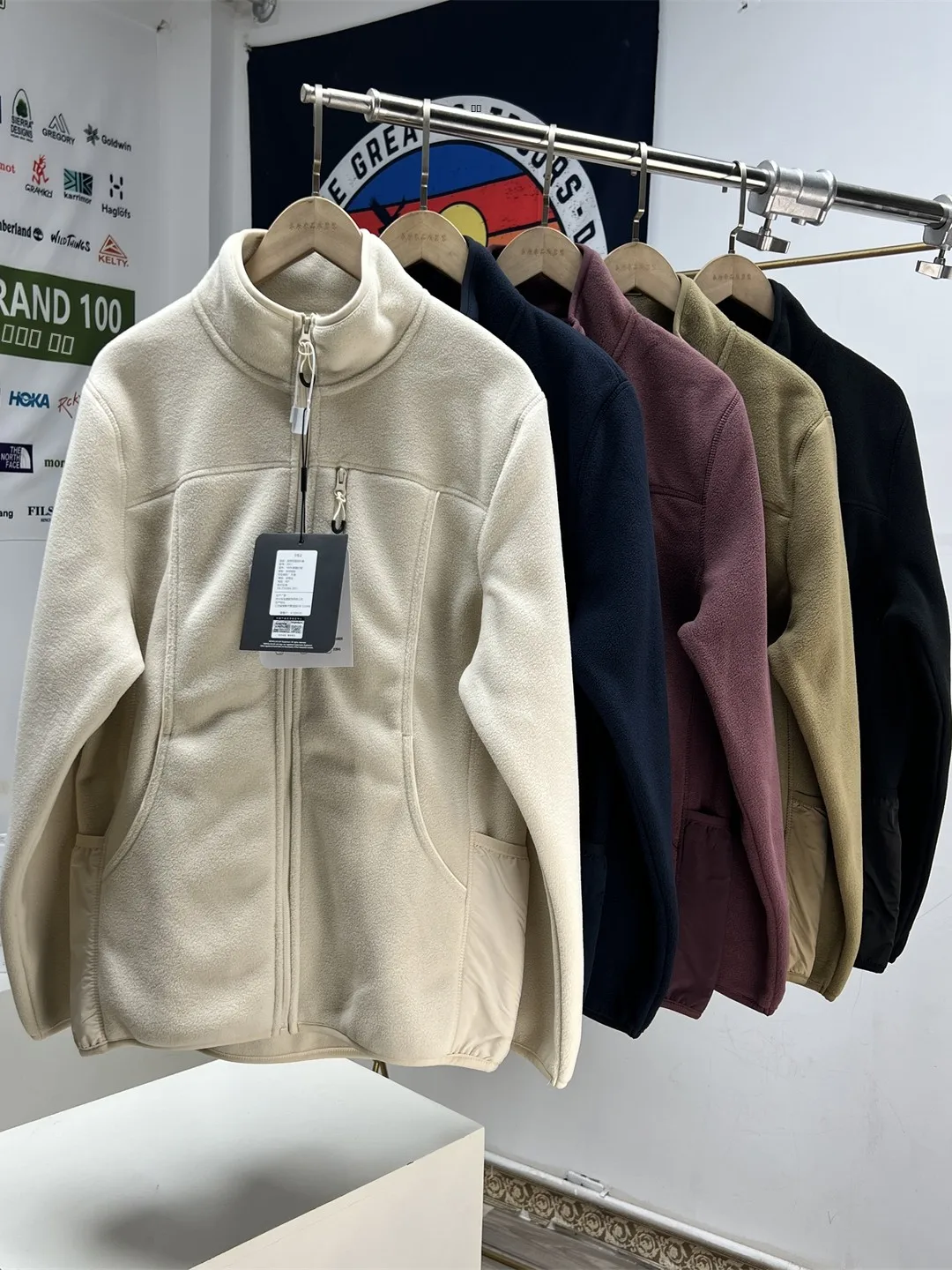 

Anti-Static Double-Sided Fce Jaet Outdoor Windproof Warm Stand-Collar Zipper Men's Faion Urban Sle Polyester Fiber