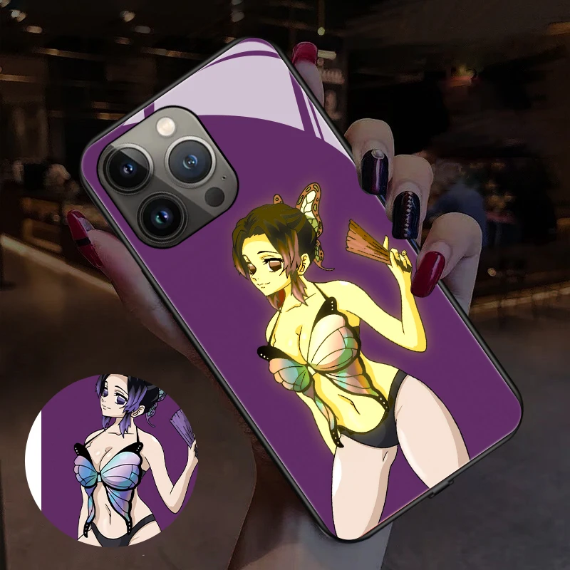 Anime Sexy Girl Luminous Cell Phone Cases  Oneplus 7Pro 8T 9RT 10 ACE Pro Racing Nord N20 5G Glass Cover flashing with calls