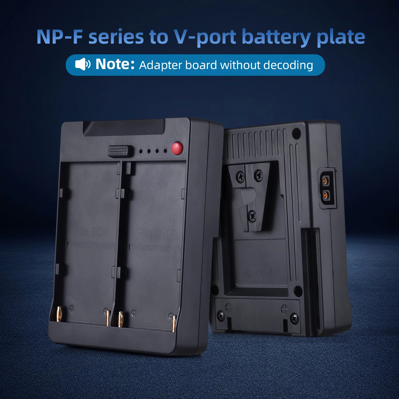 NP-F970 F750 F550 Battery Plate to V-Lock V-Mount Buckle Bracket Adapter with USB-A/ Type-C/ DC/ D-TAP Outputs
