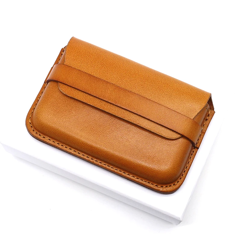 New Fashion Business Card Case Genuine Leather Handmade Credit Card Wallets Men Casual Coin Pouch Cowskin Vintage Women Purses