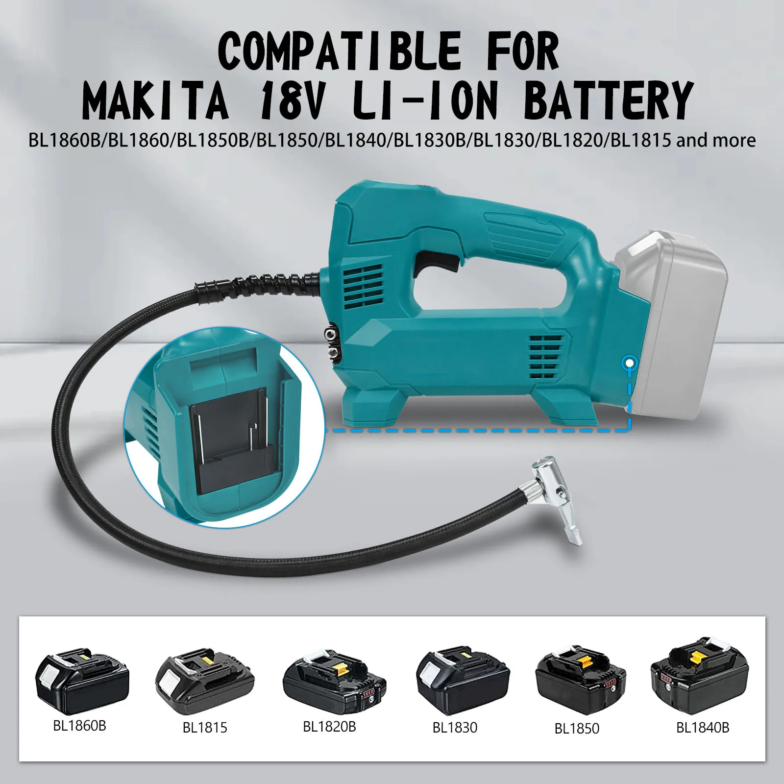 Electric Air Pump for Dewalt/Milwaukee/Makita 18V 20V Battery Car Tire Inflator Air Compressor with LCD Digital Pressure Gauge