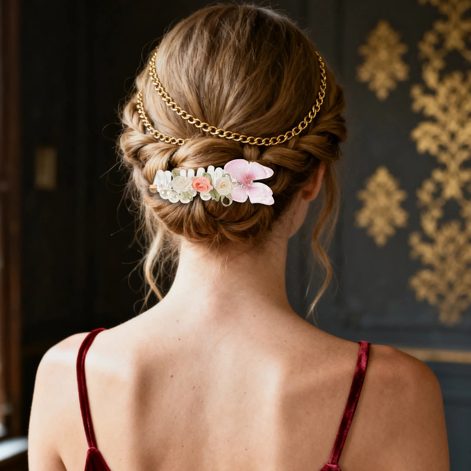 

6pcs Hair Accessories For Women Pearl Flower Spiral Coil Hair Ties Soft Elastic Telephone Cord Ponytail Holders No-Snag Multi