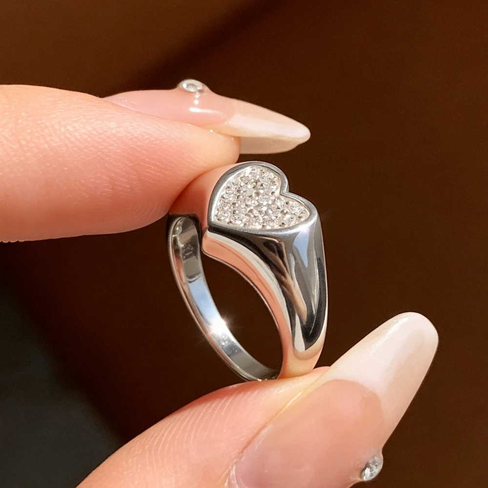 Halaile Diamond Heart Rings 1.2mm Moissanite for Man Women S925 Sterling Silver Lab Diamond Sparkling Wedding Jewelry Plated 18K
