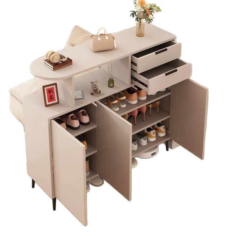 

Double-sided lockers Cream wind living room partition storage cabinet Solid wood porch cabinet