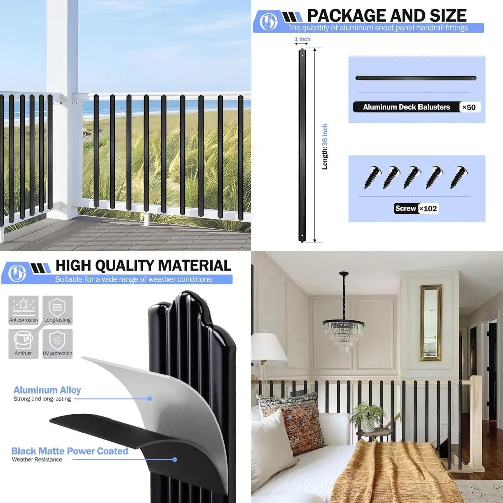 

36 черных металлических балясин для террас, 50 штук в упаковке, балясины для лестничных ограждений с винтами для уличных веранд