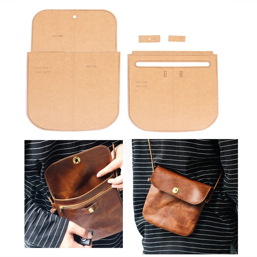 Diy Leather craft Women Shoulder Bag 500gsm Kraft paper Laser Cutting Pattern Hollowed Stencil Template