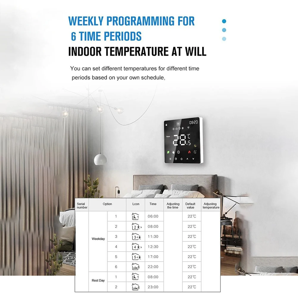 Digital Smart Setup Temperatur Fußbodenheizung Version Wifi Installation LCD Touch Screen LCD Touch Screen