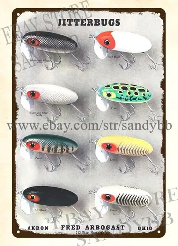 Jitterbug fishing bait lures tackles metal tin sign contemporary art prints