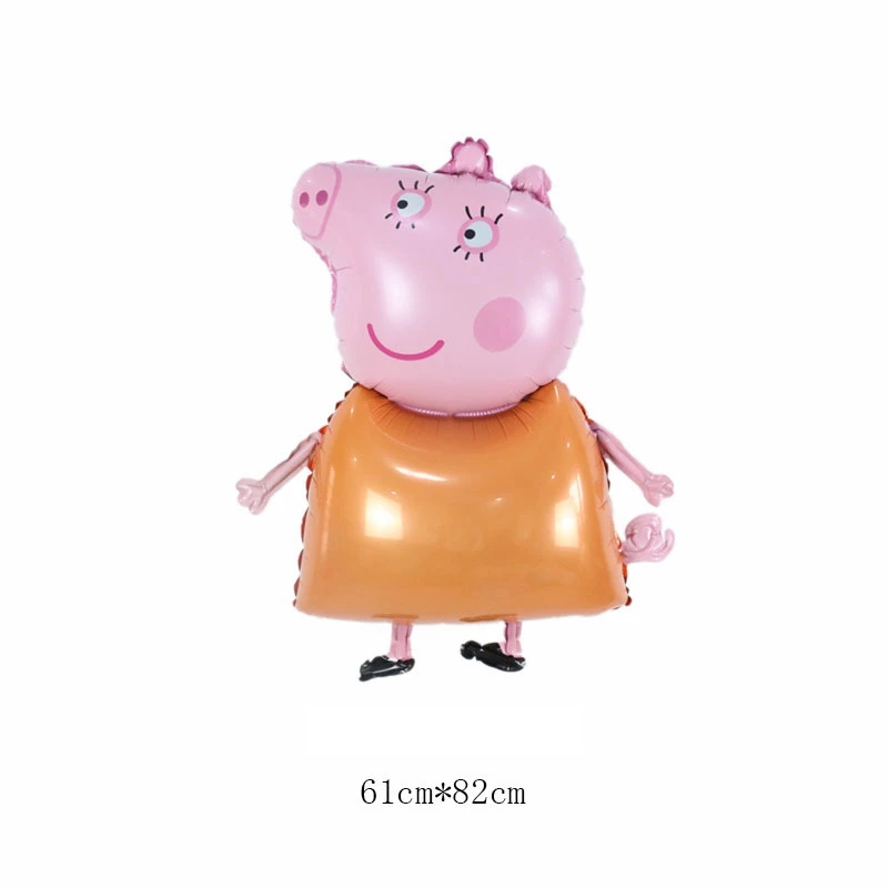 Peppa Pig family of four pig father pig mother George aluminum film balloon movable doll toy birthday party decoration kid toys