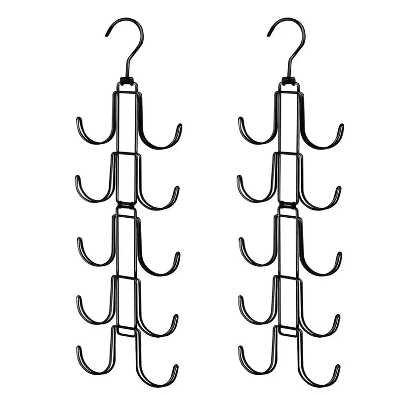 

AT02-Foldable Cap Rack With 10 Rotatable Hooks, 2 Pack Hat Organizer For Closet, Holds Up To 40 Baseball Caps In Metal