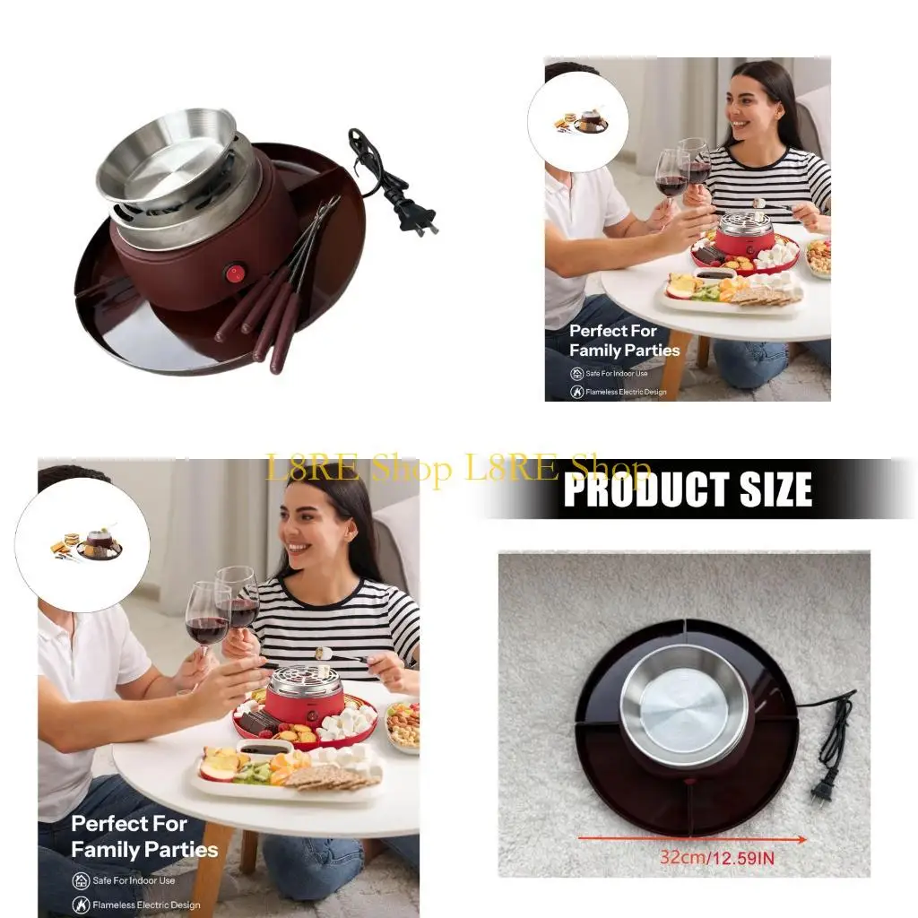 L8RE 110V Electric Chocolate Fondue Set Flameless Safe Suitable for Indoor Making