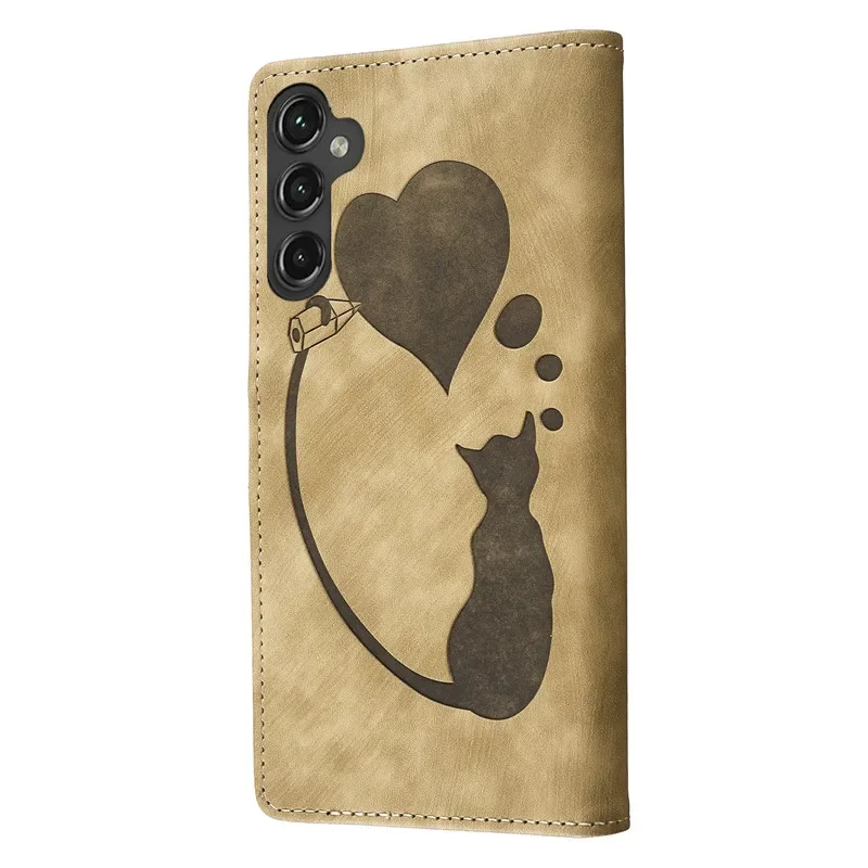 Cat Leather Phone Case For Samsung Galaxy A14 5G Coque Flip Cover Etui For A 14 A24 A04 A34 A54 5G A145f Wallet Bags Shell A245F