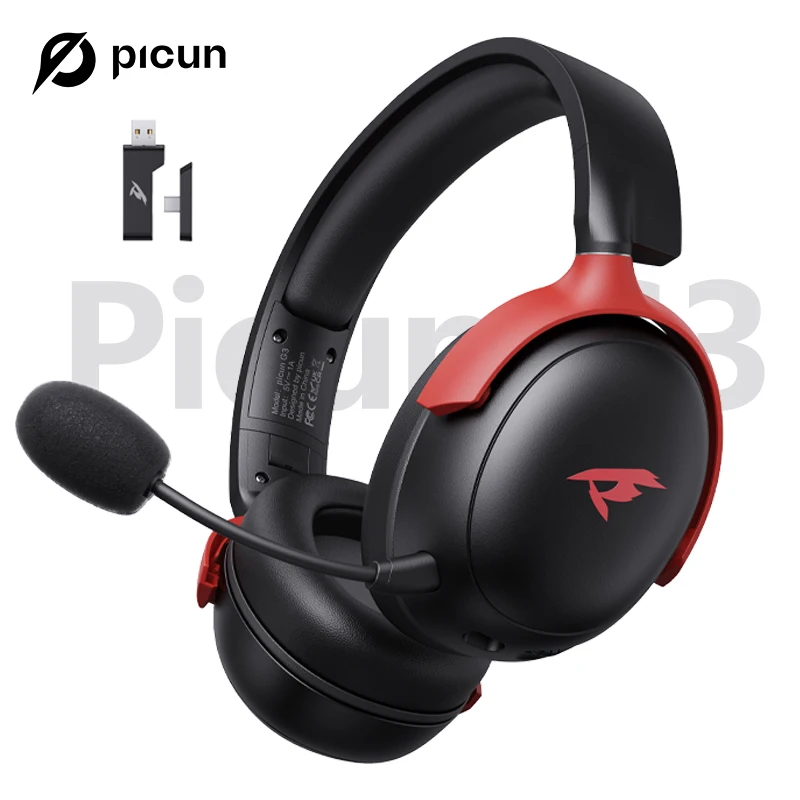 

Игровые беспроводные наушники Picun G3 с микрофоном, накладные наушники Bluetooth 5,4, 40 мм, драйвер 2,4G/беспроводной/кабель, USB-гарнитуры 65 часов