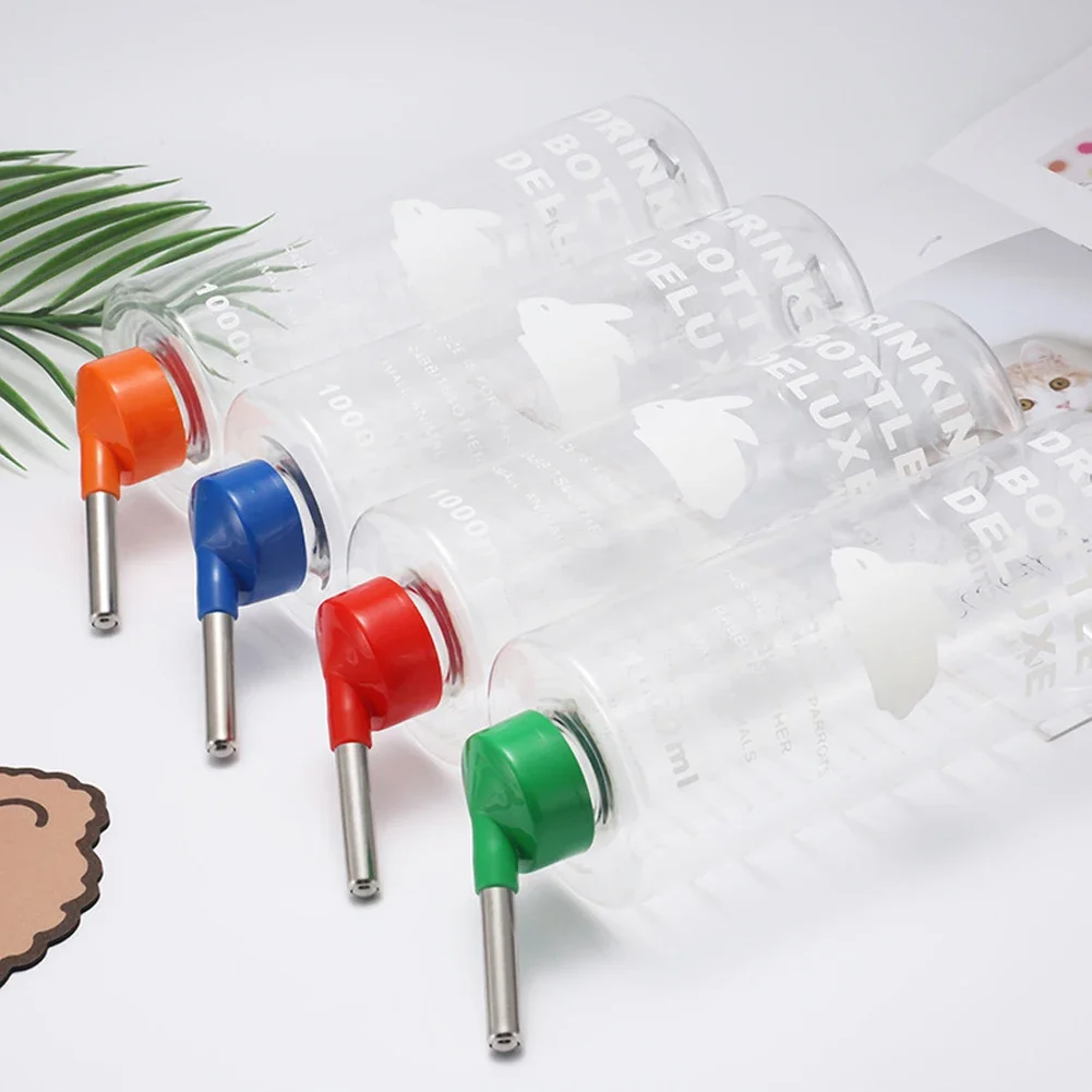Bebedero para animales pequeños, botella de agua colgante para beber automático, conejillo de indias, loro, alimentador de conejo, 1000ml, 4 colores, 1 ud.