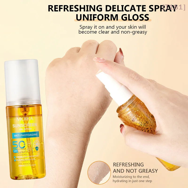 Protector Solar MOIKA en Aerosol, Crema Blanqueadora Facial y Corporal, Bloqueador Solar, Crema Protectora de la Piel, Control de Grasa, Hidratante, SPF50+